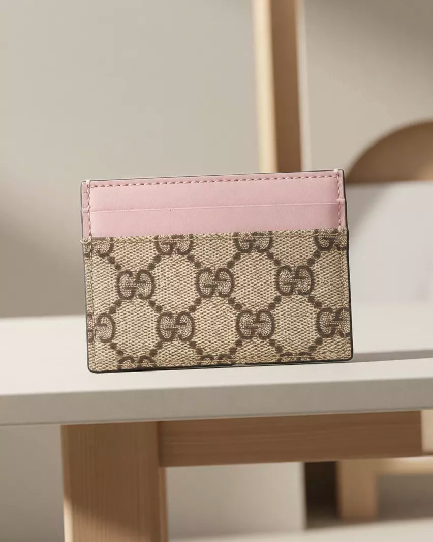 Portacarte GG finiture Rosa Gucci