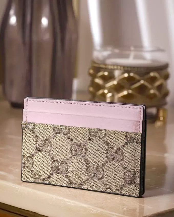 Portacarte GG finiture Rosa Gucci