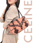 Céline Macadam Embossed Suede Shoulder Bag