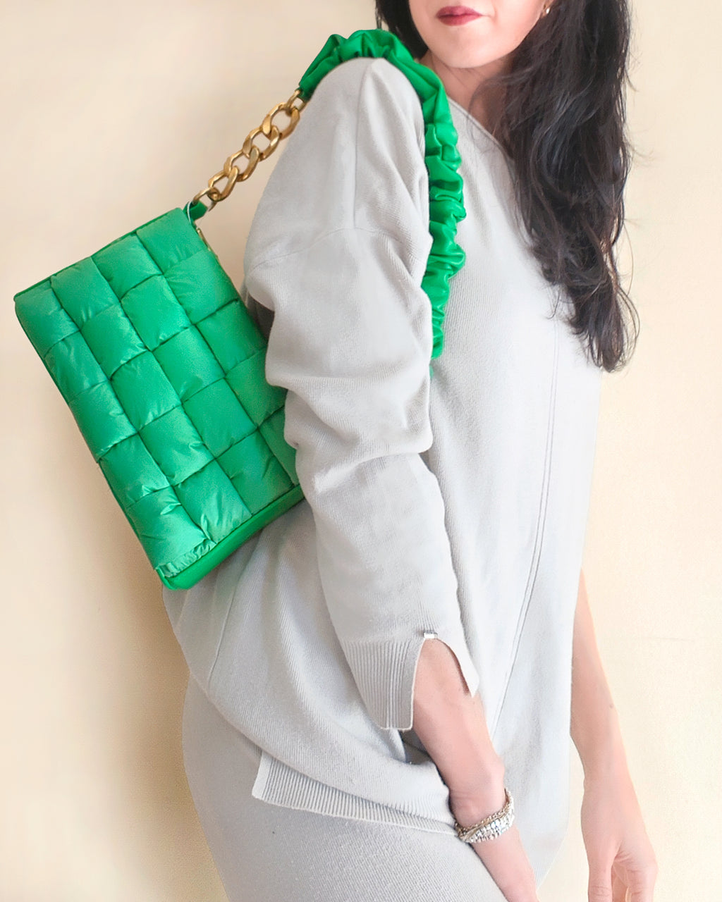 Borsa verde prato in stile Bottega Veneta Forpen