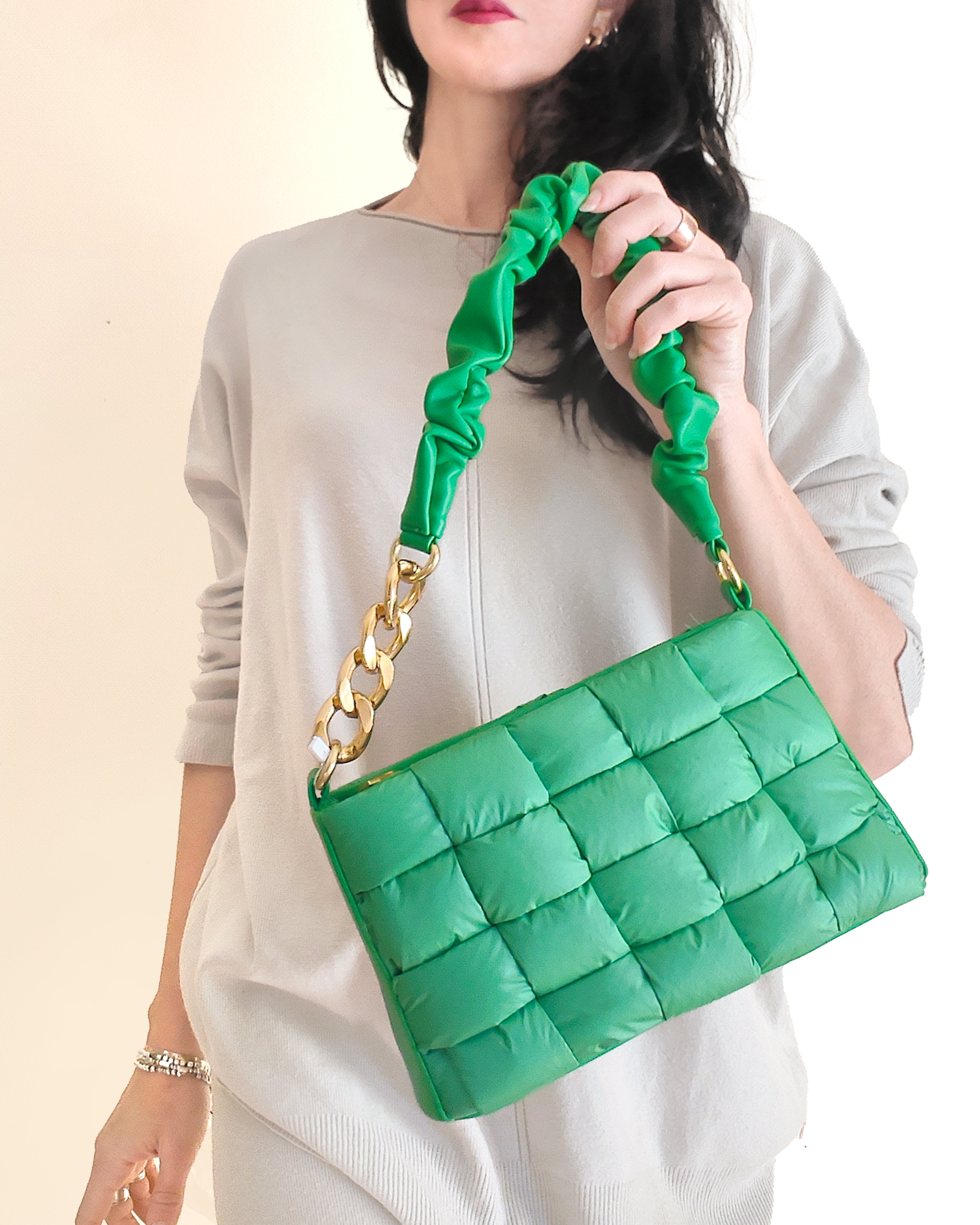 Borsa verde prato in stile Bottega Veneta Forpen