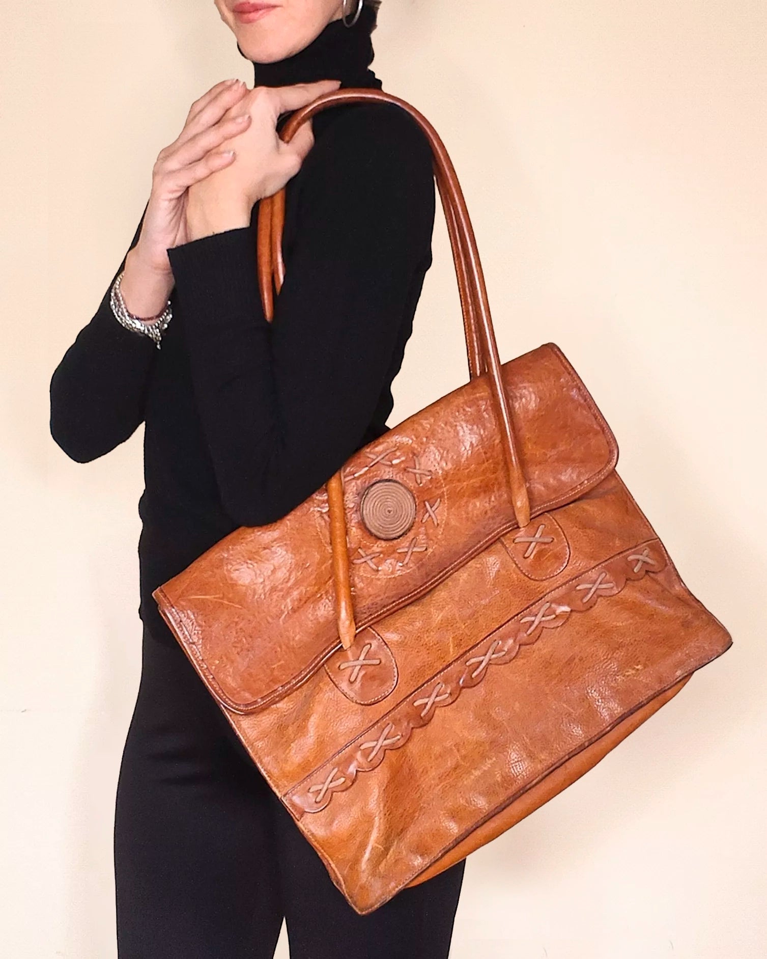 Borsa Maxi Tote in pelle artigianale
