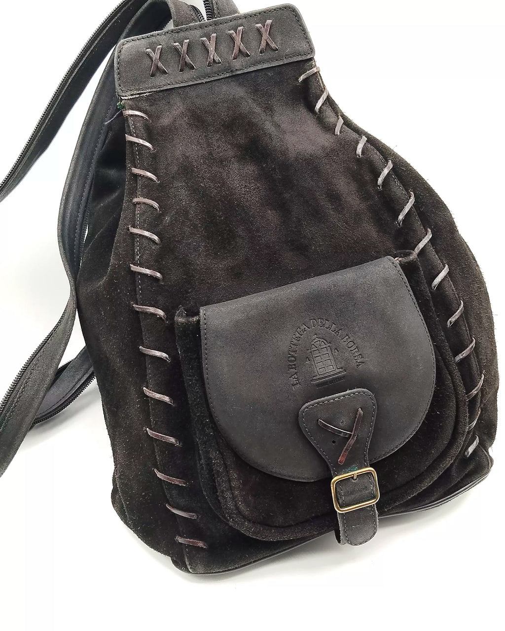 Zaino monospalla in camoscio Artigianale La Bottega della Borsa