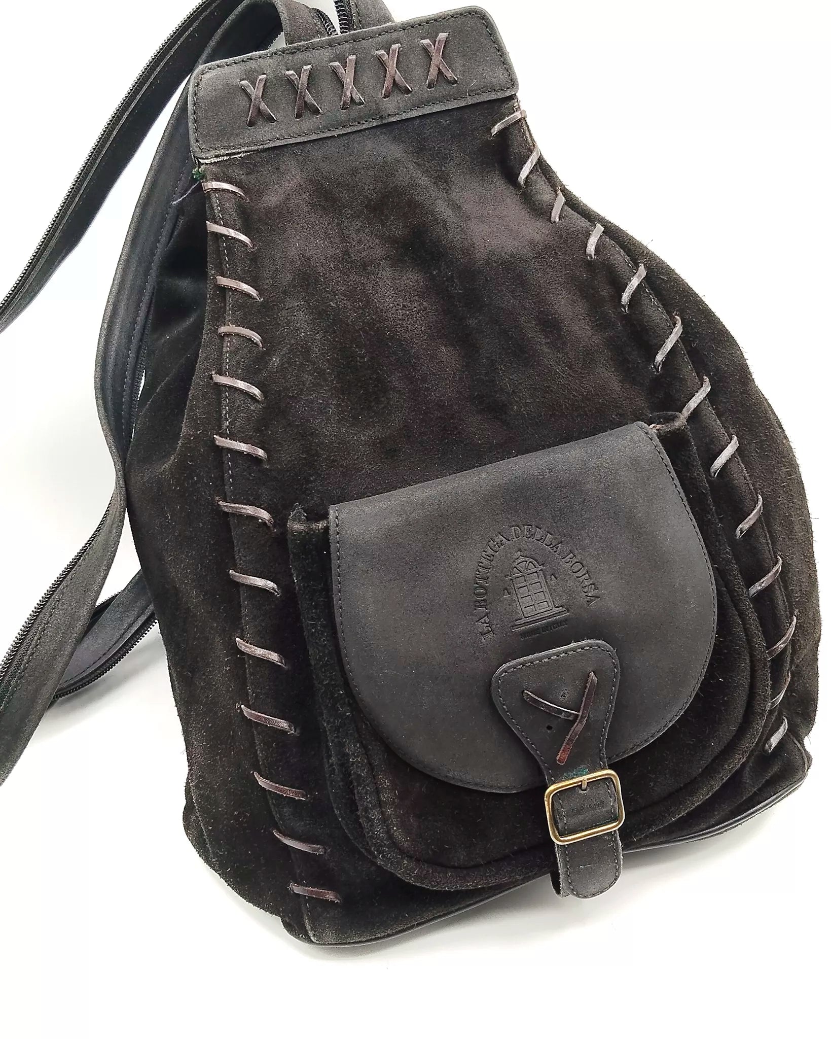 Zaino monospalla in camoscio Artigianale La Bottega della Borsa