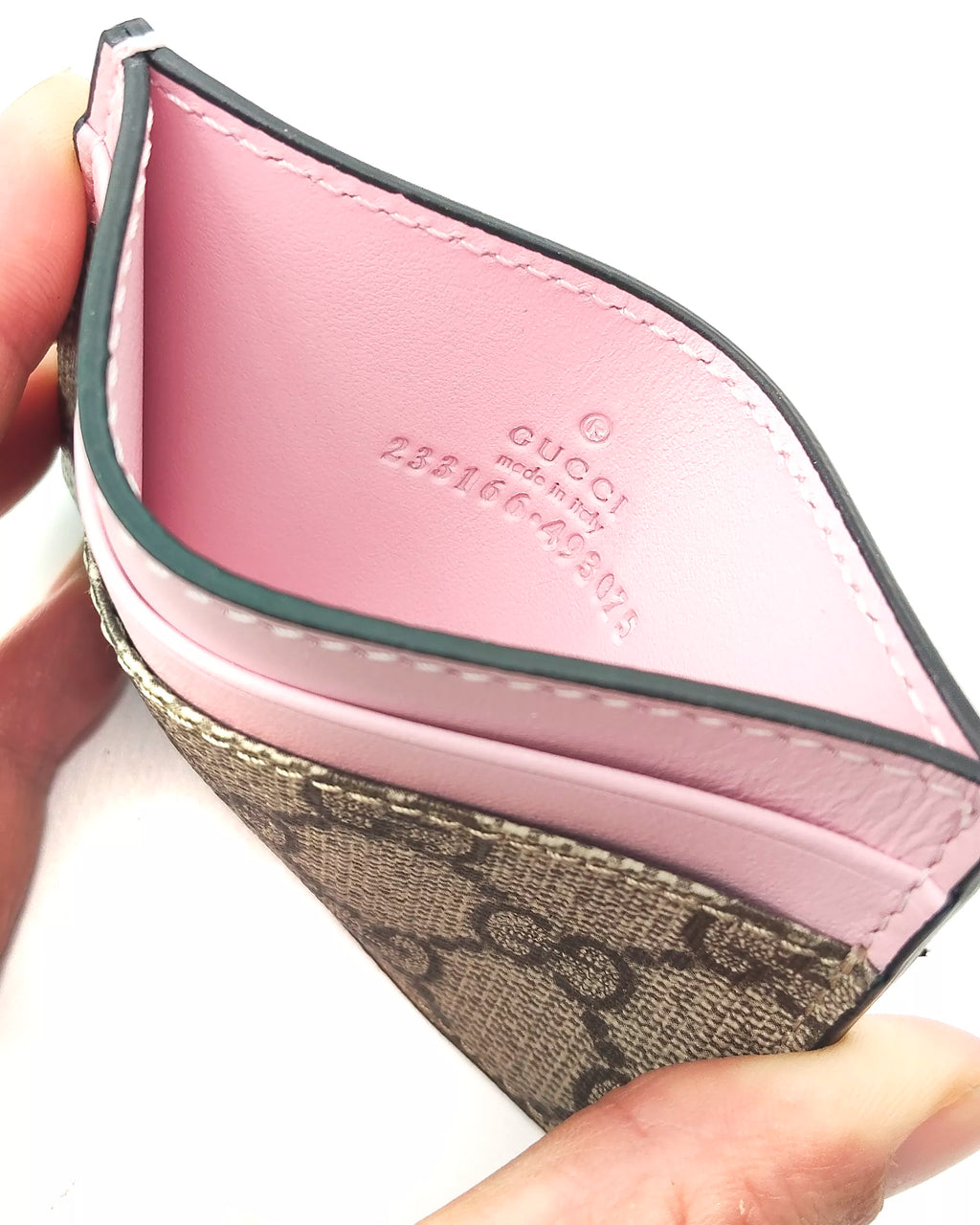Portacarte GG finiture Rosa Gucci