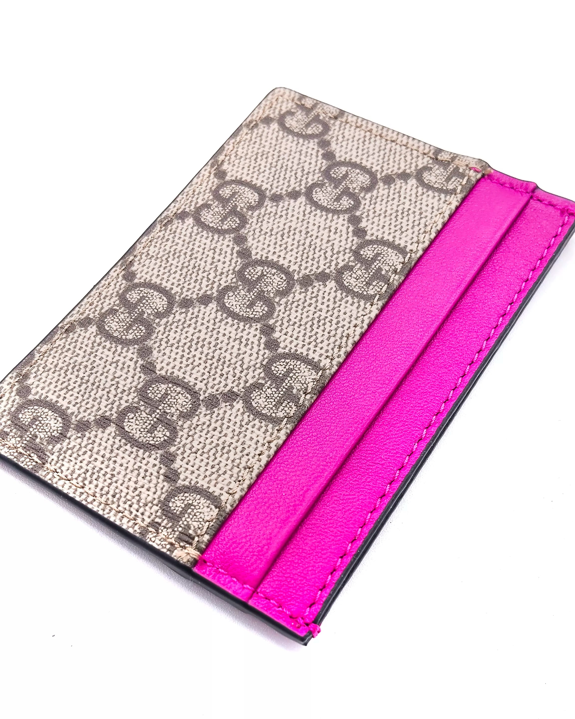 Portacarte GG finiture Fucsia Gucci