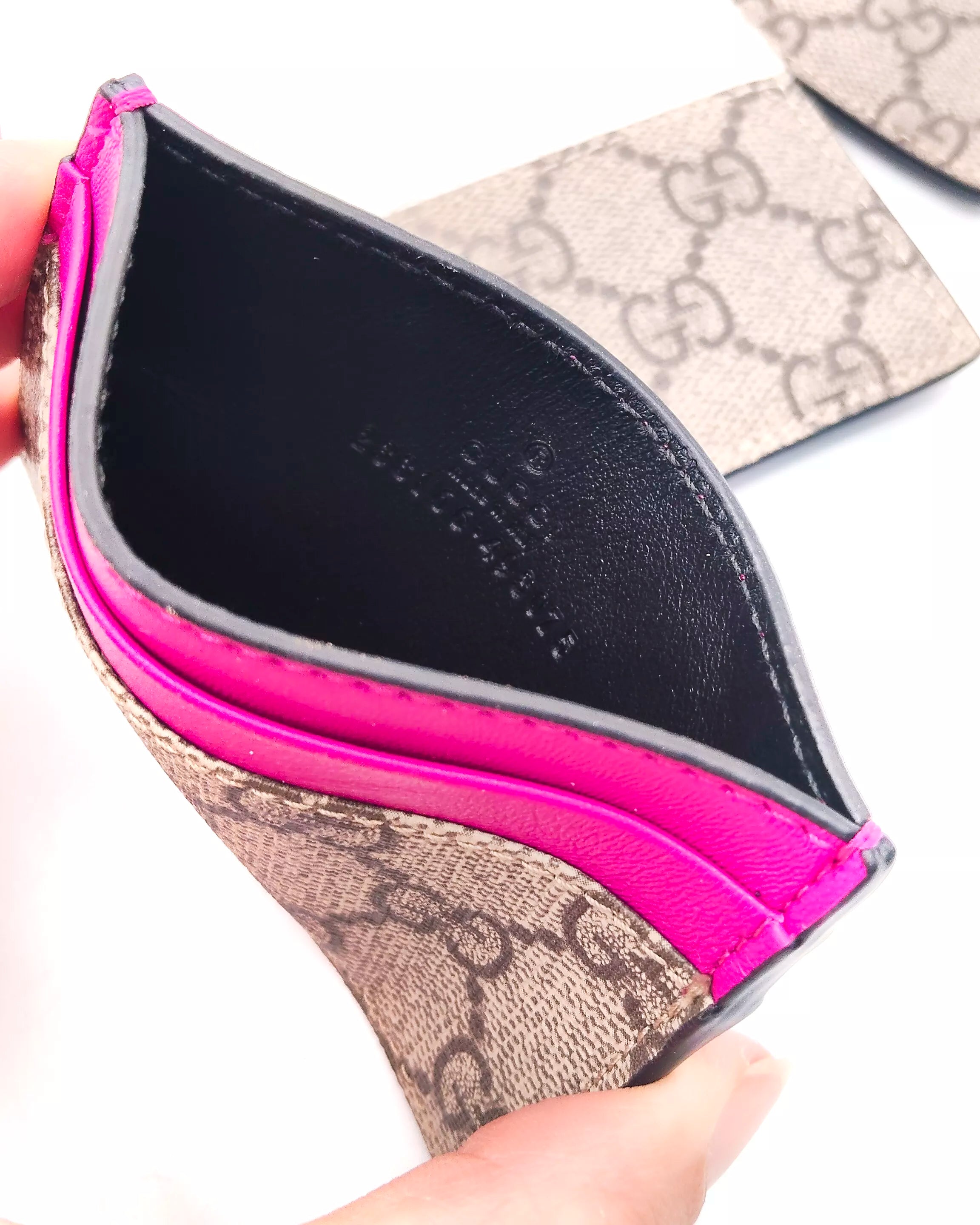 Portacarte GG finiture Fucsia Gucci