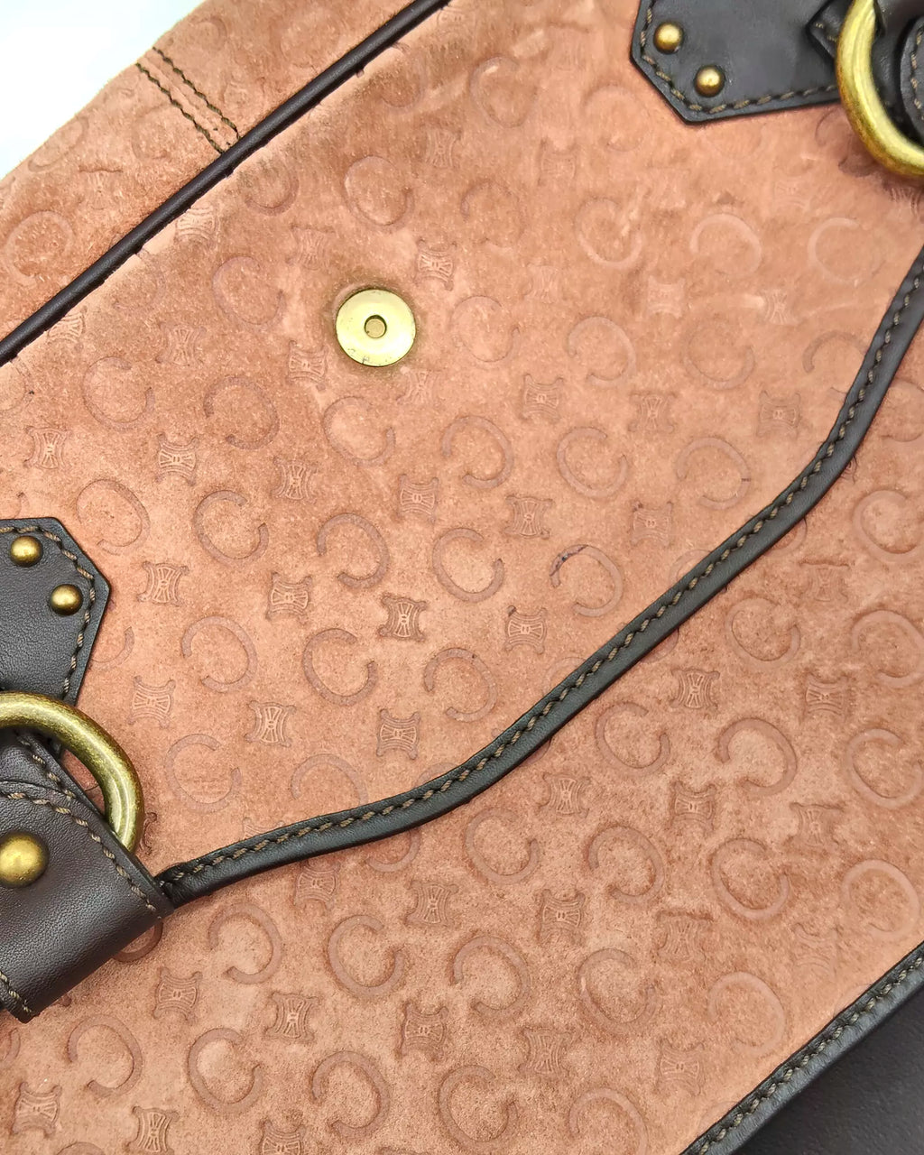 Céline Macadam Embossed Suede Shoulder Bag