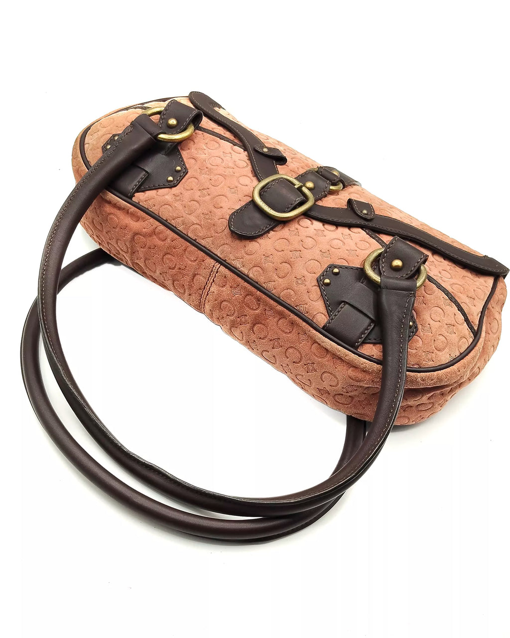 Céline Macadam Embossed Suede Shoulder Bag