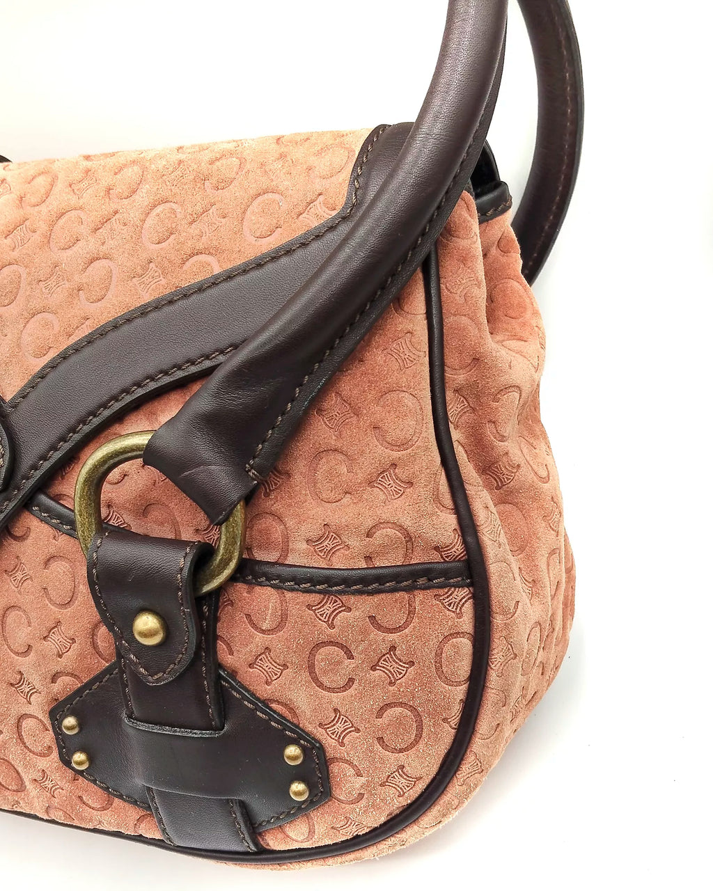 Céline Macadam Embossed Suede Shoulder Bag