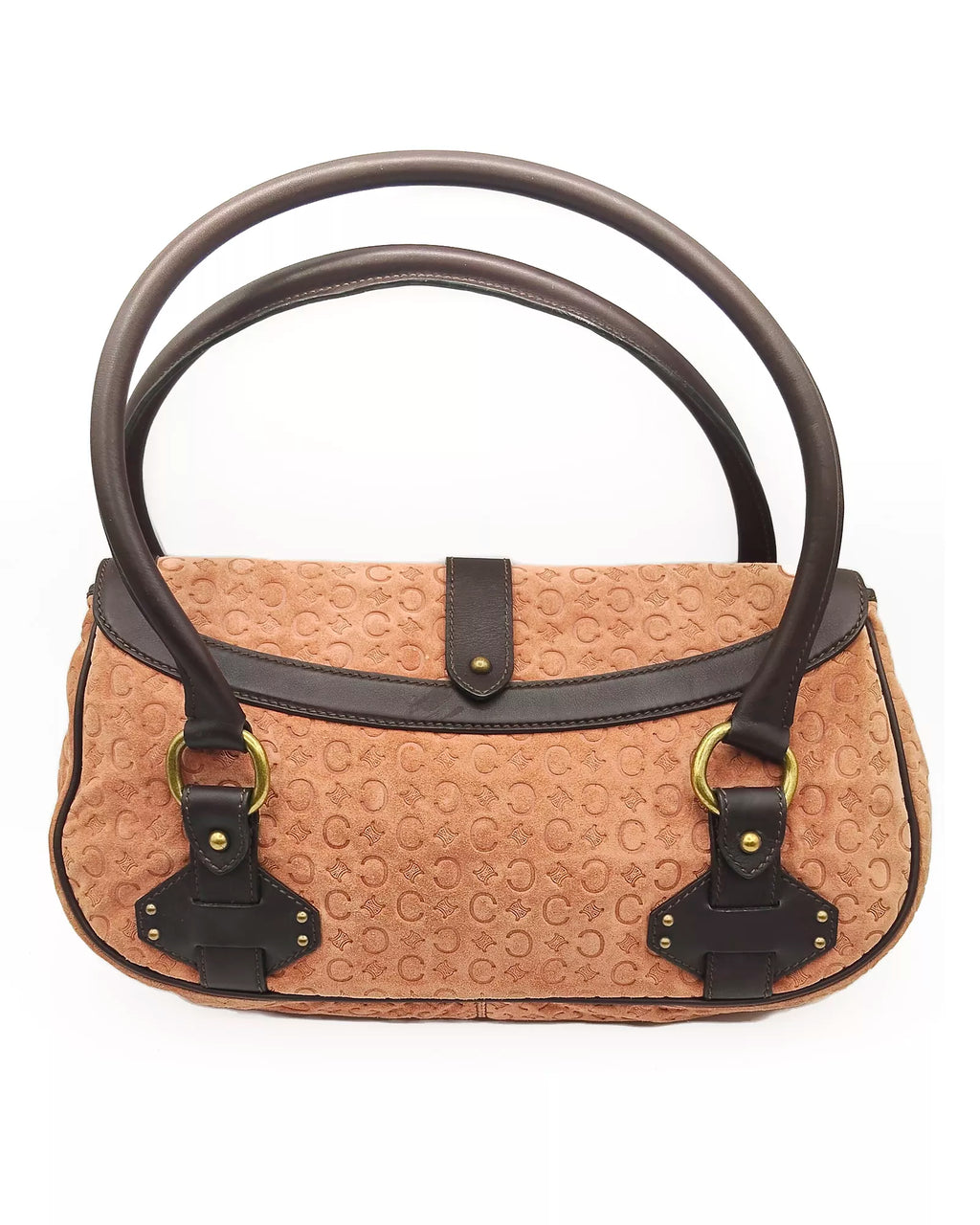 Céline Macadam Embossed Suede Shoulder Bag