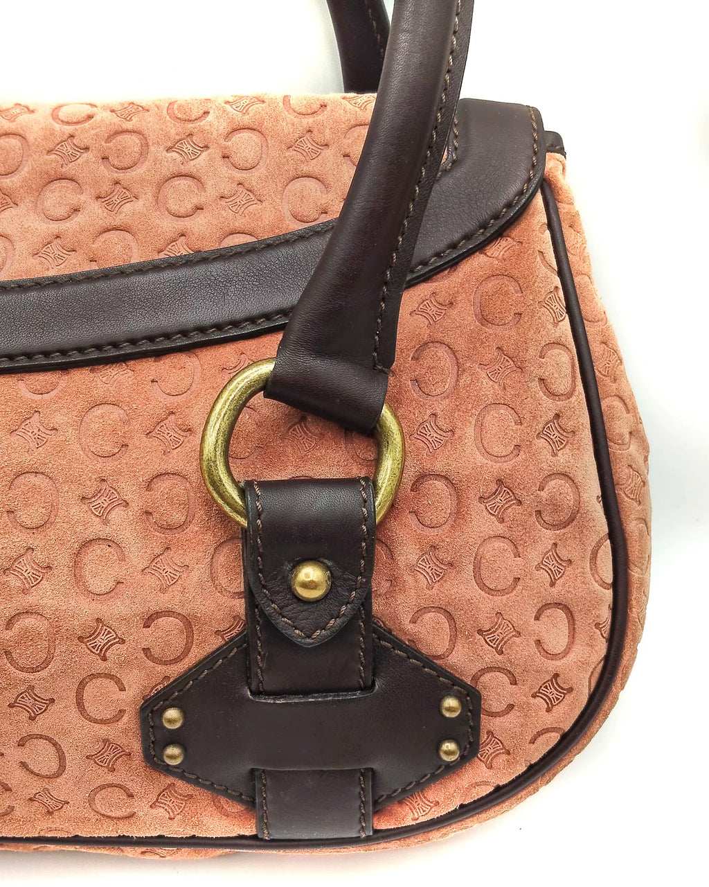 Céline Macadam Embossed Suede Shoulder Bag