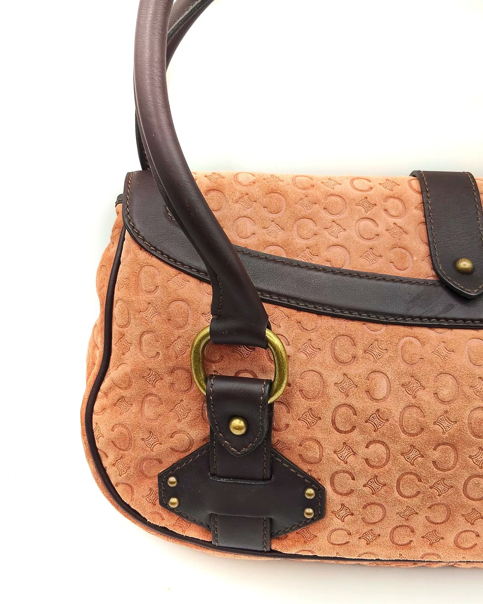 Céline Macadam Embossed Suede Shoulder Bag