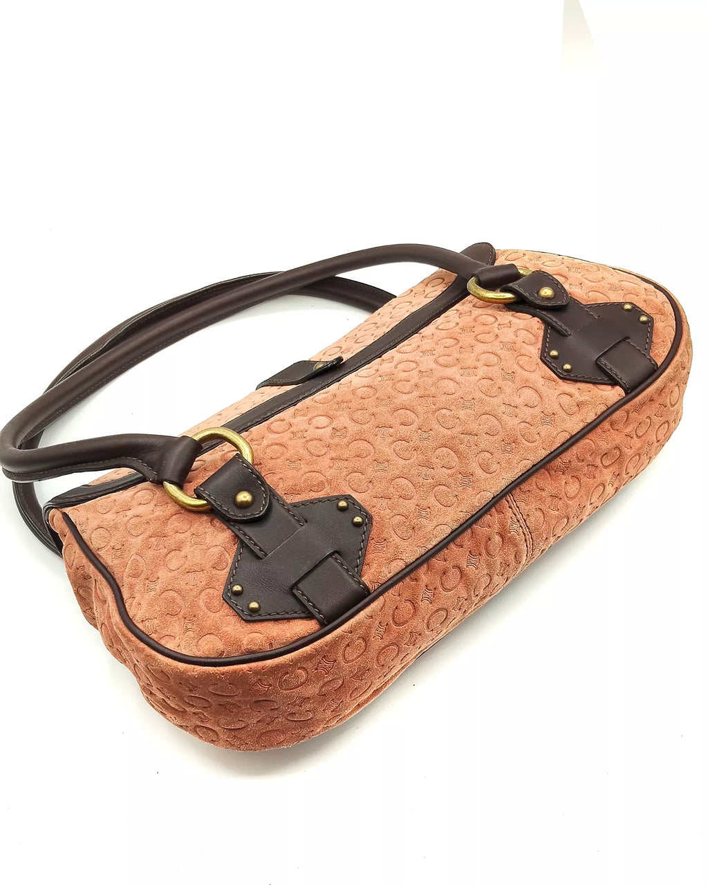 Céline Macadam Embossed Suede Shoulder Bag