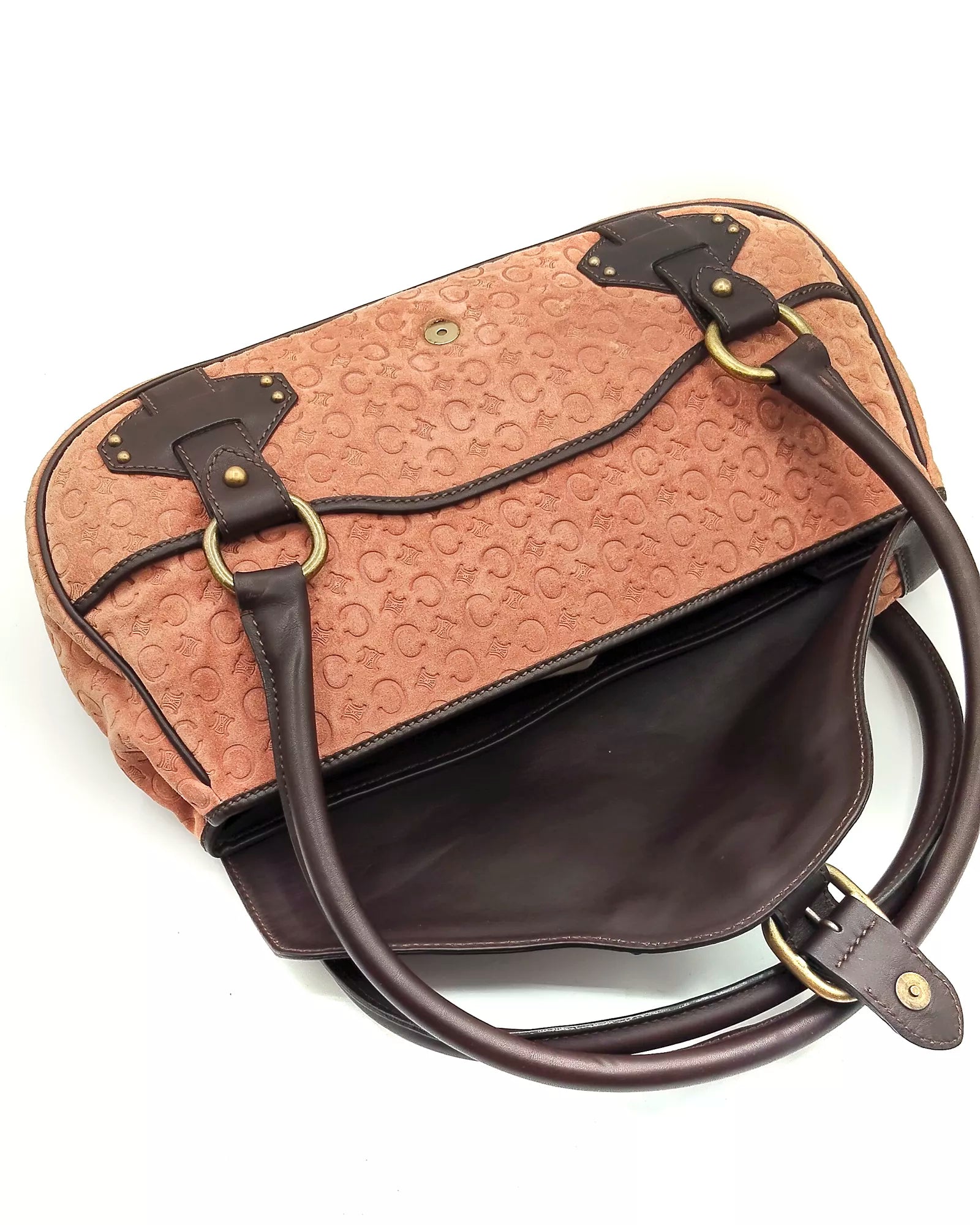 Céline Macadam Embossed Suede Shoulder Bag