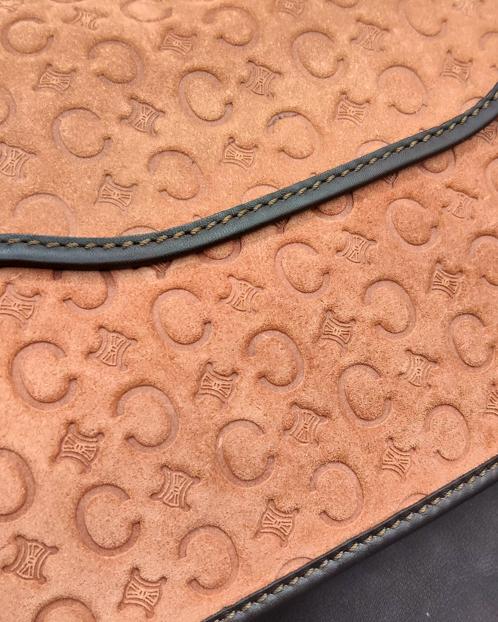 Céline Macadam Embossed Suede Shoulder Bag