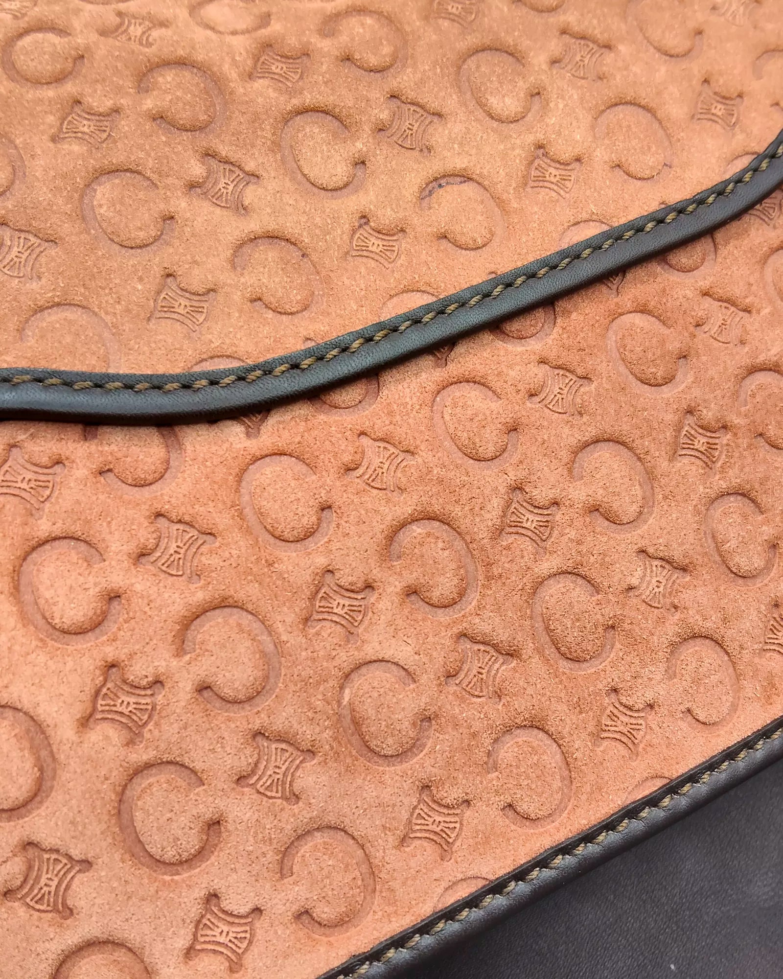 Céline Macadam Embossed Suede Shoulder Bag