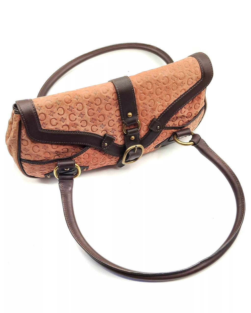 Céline Macadam Embossed Suede Shoulder Bag