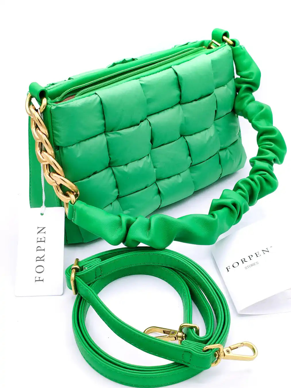 Borsa verde prato in stile Bottega Veneta Forpen